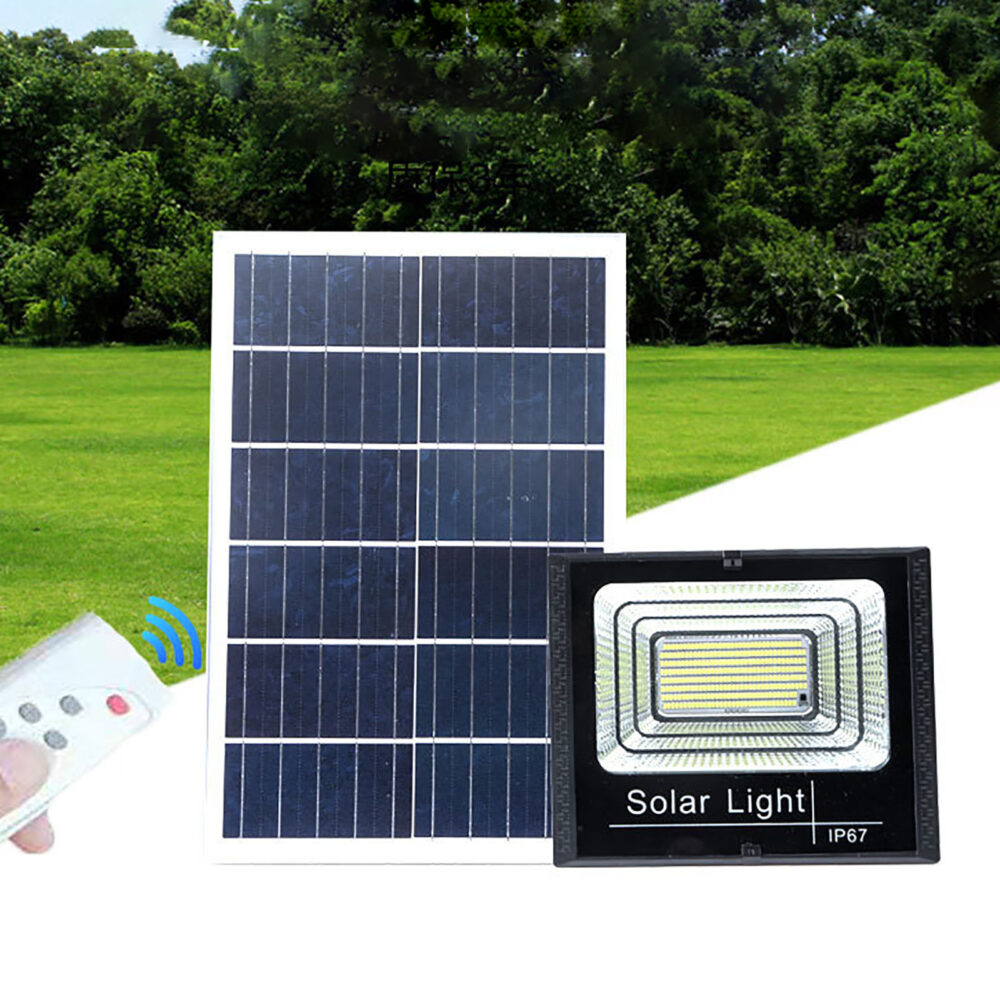 Led Solar Lights Rainproof Flood Lights Timing Switch Brightness Adjustment Garden Wall Lights Road Lights with Remote Control 1