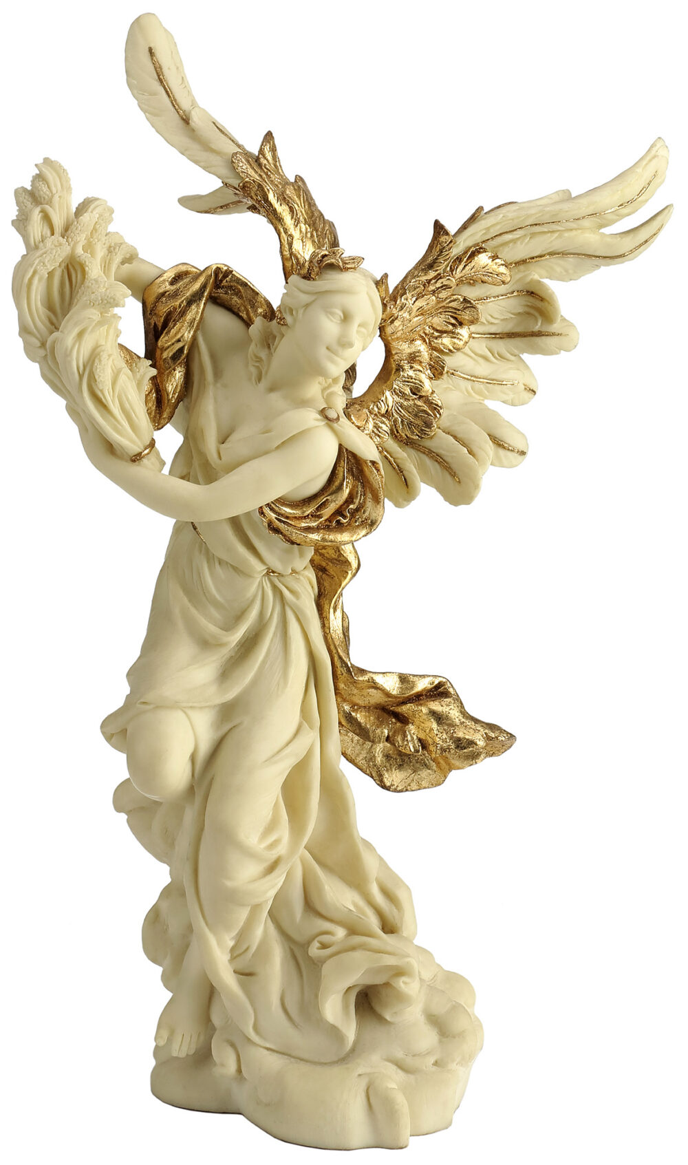 Resin Figurine Angels with Flowers (Gilding) European-style Resin Angel Statue for Home & Office Decoration Birthday Gift 1