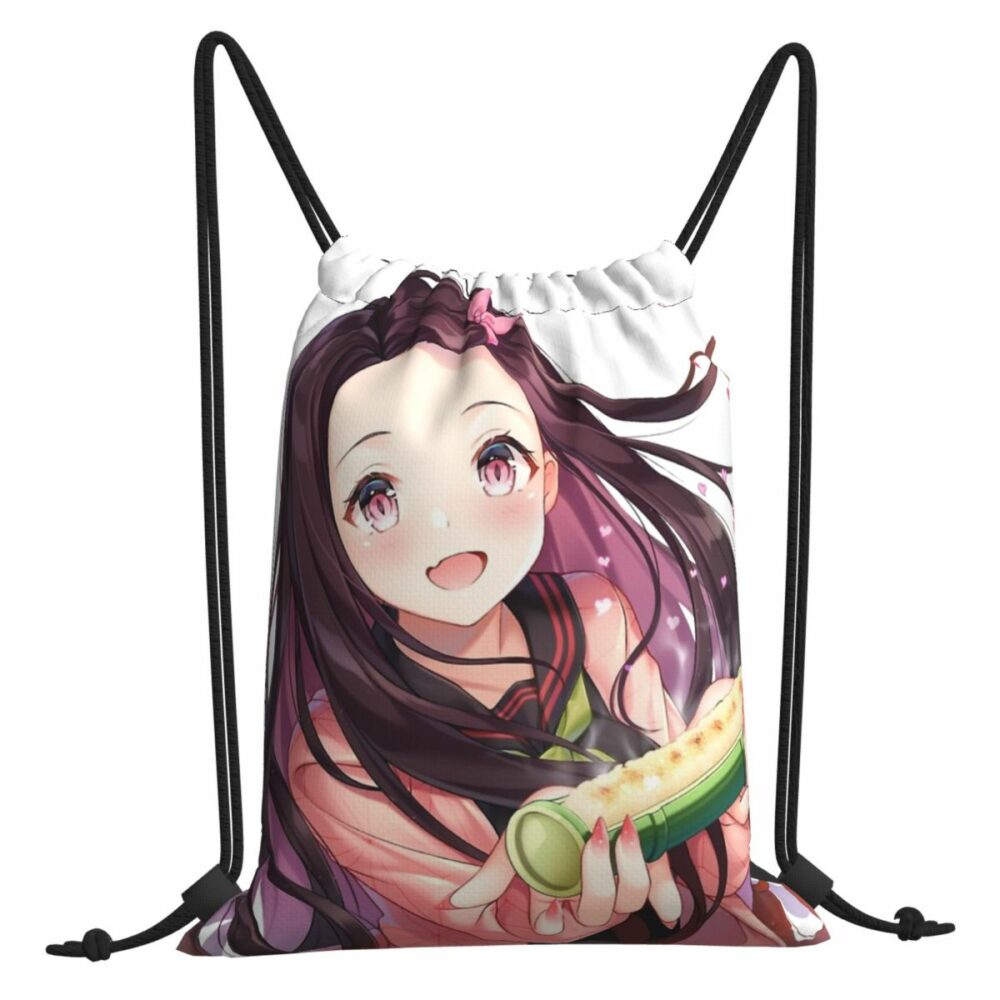 Nezuko Kamado Demon Slayer Anime Portable Sports Drawstring Bags Riding Backpack Gym Clothes Storage Backpacks 1