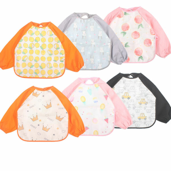 Baby Kids Bib Cotton All Seasons Long-sleeved Waterproof Toddler Chest Protection Infant Eating Feeding Apron Boys Girls Stuff 1