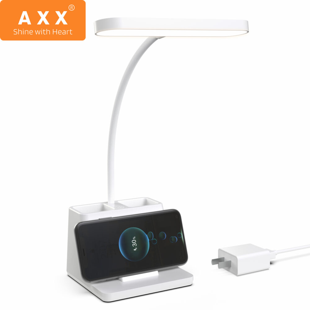 AXX Desk Lamp with Wireless Charger LED Dimmable Table Lamp Eye Protection Flexible Bedside Reading Night Light Home Office 1