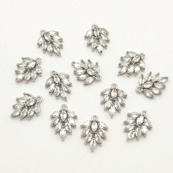 New Arrival! 16x12mm 50pcs Cubic Zirconia Feather Charm For Handmade Necklace Earring Parts DIY Accessories,Jewelry Findings 1