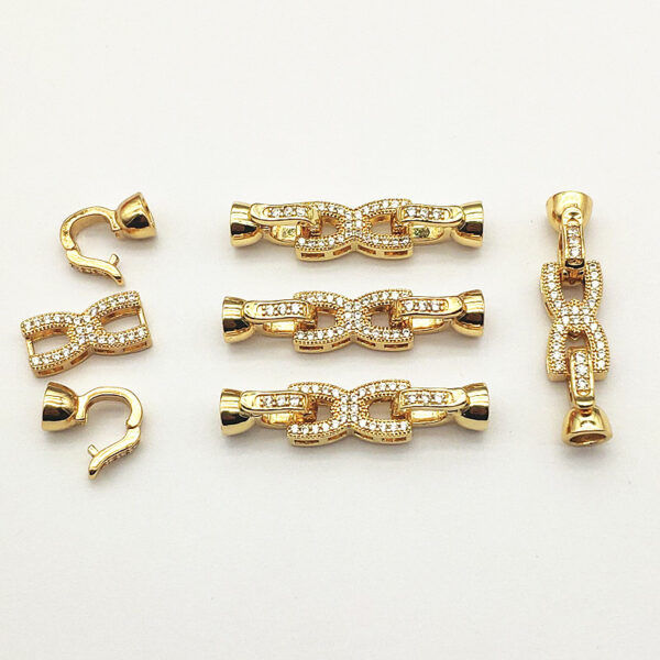 NEW ARRIVAL! 37x8mm 20Sets Plating Real Gold Cubic Zirconia Clasps&Hooks Connectors For Handmade Bracelet Parts DIY Accessories 1