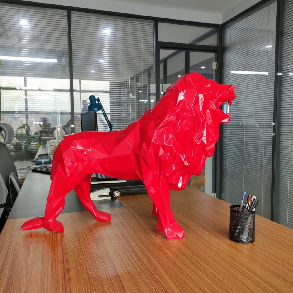 Premium Resin Geometric Lion Statue Office Living Room Ornaments Animal Sculpture 78*30*56cm Large Size Home Decor Accessories 1