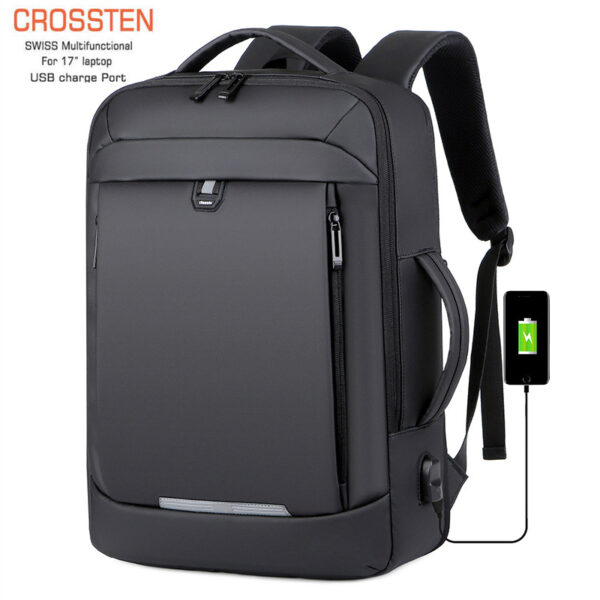 Crossten 40L Large Capacity Expandable 17" Laptop Backpack USB Charging School Bag Waterproof Swiss-multifunctional Travel bag 1