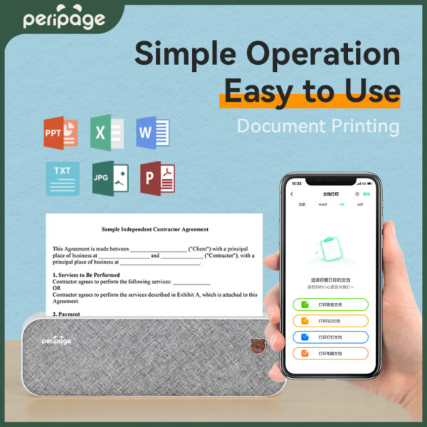 Peripage A40 Portable A4 Paper Printer Mini Inkless Thermal Printer with Wireless Bluetooth Connection for  Phone Photo Document 2