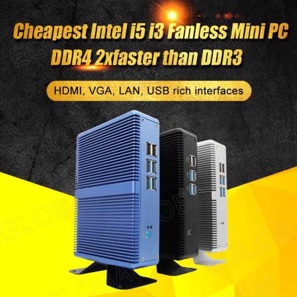 EGLOBAL 7TH GEN Fanless mini pc computer i3-7100U/i5 7200U DDR4/DDR3L GAMING PC desktop Linux/Windows 10 pro 300M WIFI 4K player 1